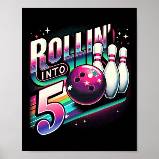 Poster Anniversaire de Bowling Roulant Dans 5 Fête Annive (Devant)
