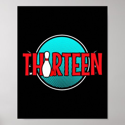Poster Anniversaire de Bowling Treize 13 Ans Garçon Anniv (Devant)