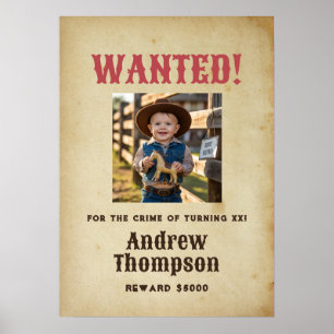 Poster Anniversaire de Cowboy de l'Ouest Recherché