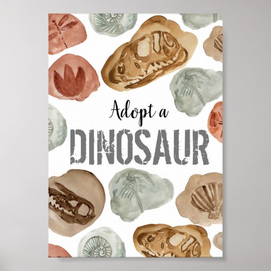 Poster Anniversaire de dinosaure mignon adopter une affic (Devant)