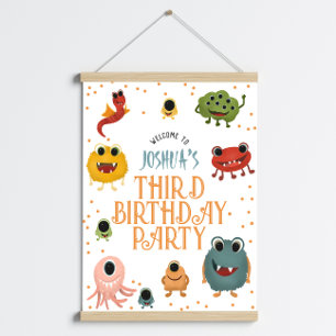 Poster Anniversaire de enfant Alien Boys Blue Monster Aff
