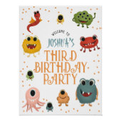 Poster Anniversaire de enfant Alien Boys Blue Monster Aff (Devant)