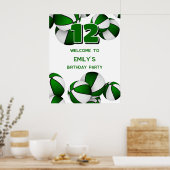 Poster anniversaire de enfant de basket vert bienvenue (Cuisine)