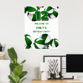 Poster anniversaire de enfant de basket vert bienvenue (Bureau à domicile)