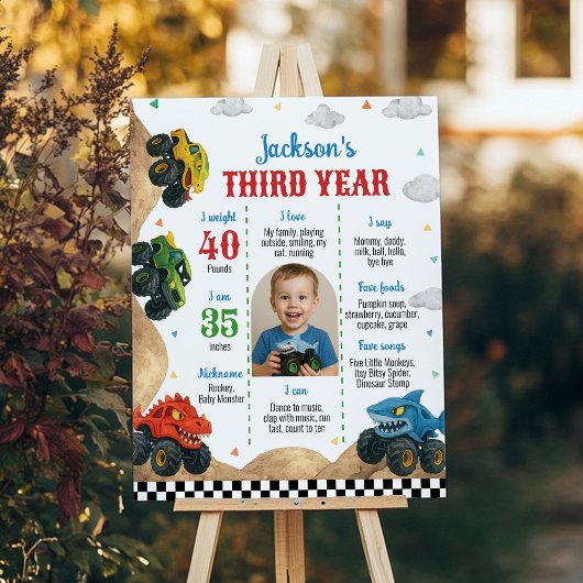 Poster Anniversaire de enfant de camion Monster moderne p
