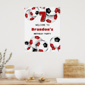 Poster anniversaire de enfant de la soirée noire rouge (Cuisine)