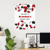 Poster anniversaire de enfant de la soirée noire rouge (Bureau à domicile)