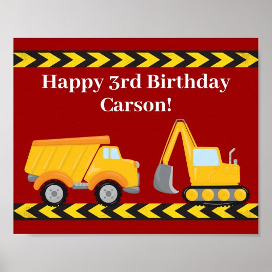 Poster Anniversaire de enfant Party Custom Red Trucks (Devant)