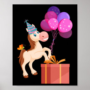 Poster Anniversaire de enfant Party Cute Animal Horse Lov