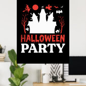 Poster Anniversaire de la fête d'Halloween (Bureau à domicile)