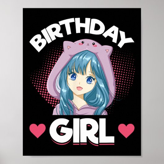 Poster Anniversaire de la fille Anime Manga Anniversaire (Devant)