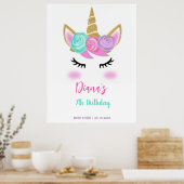 Poster Anniversaire de la fille Unicorn Thème signe de bi (Cuisine)