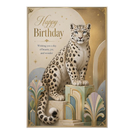 Poster Anniversaire de la Panthère des Neiges Dorée Éléga (Devant)