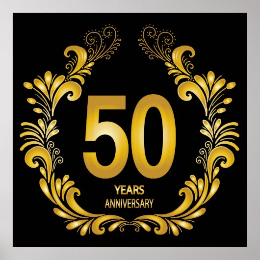 Poster Anniversaire de la Parties scintillant d'or de 50 (Devant)
