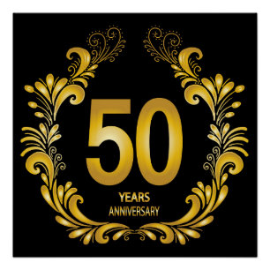 Poster Anniversaire de la Parties scintillant d'or de 50 