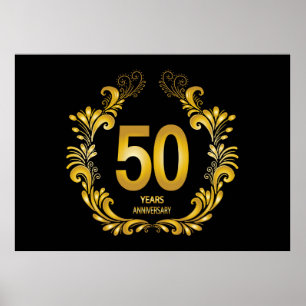 Poster Anniversaire de la Parties scintillant d'or de 50 