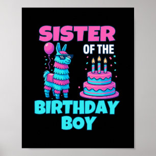 Poster Anniversaire de la soeur garçon lama pinata fête f