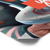 Poster Anniversaire de la Vielle Dame avec Oreilles de ch (Coin)