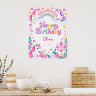 Poster Anniversaire de Licorne Magique