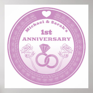 Poster Anniversaire de mariage Aspect dentelle changer l'