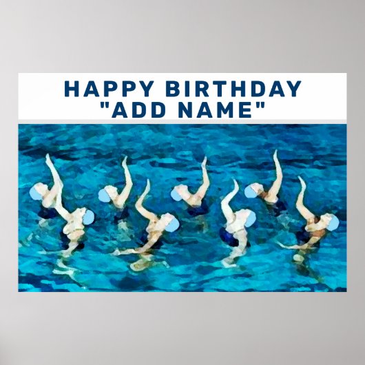 Poster anniversaire de nageur personnalisé (Devant)