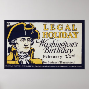Poster Anniversaire de Washington - Fête légale