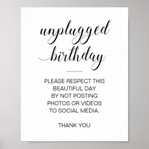 Poster Anniversaire débranché Pas de médias sociaux Photo