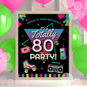 Poster Anniversaire des années 80 Retro Bienvenue