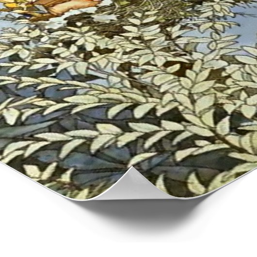 Poster "Anniversaire des fées" par Heath Robinson (Coin)