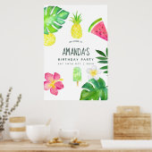 Poster Anniversaire d'été aquarelle tropicale (Cuisine)