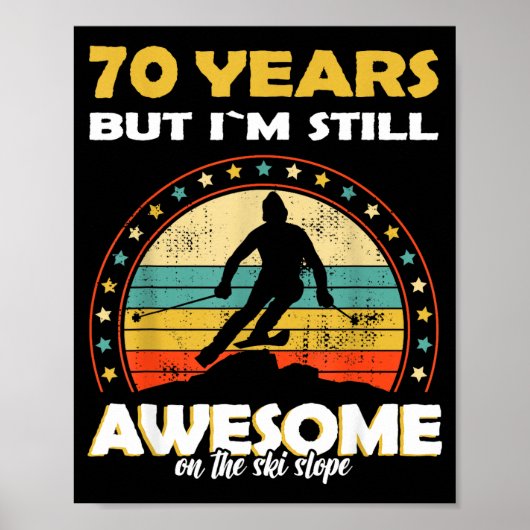 Poster Anniversaire drôle de ski génial 70 ans (Devant)
