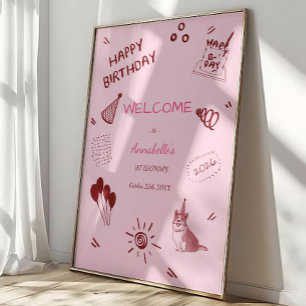 Poster Anniversaire du Love Dog 1 an - Joli Chien, Ballon