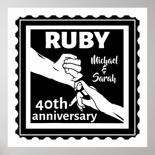 Poster anniversaire du mariage de Ruby, main dans la main (Devant)