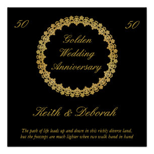 Poster Anniversaire du Mariage d'or personnalisable
