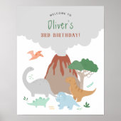 Poster Anniversaire du volcan Dinosaur Boy (Devant)