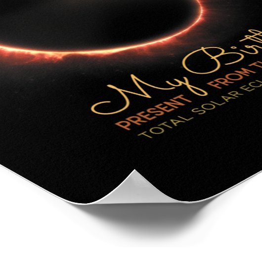 Poster Anniversaire Éclipse solaire 2024 Avril 8 Total Éc (Coin)