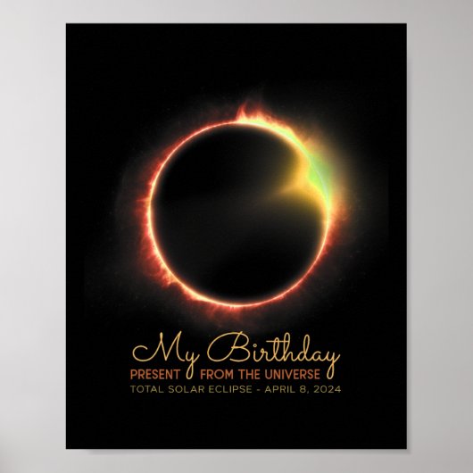 Poster Anniversaire Éclipse solaire 2024 Avril 8 Total Éc (Devant)