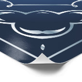 Poster Anniversaire élégant du Mariage Bleu et Argent (Coin)