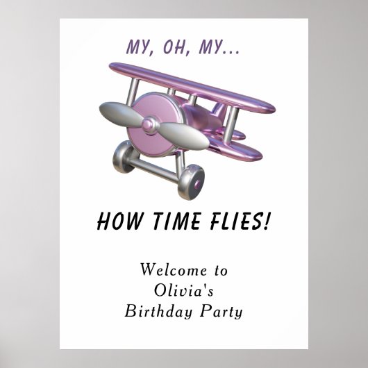 Poster Anniversaire enfant avion (Devant)