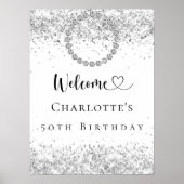 Poster Anniversaire fête argent diamants bienvenue (Devant)