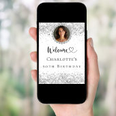 Poster Anniversaire fête argent diamants bienvenue