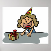Poster Anniversaire Fille Avec Un Cadeau (Devant)