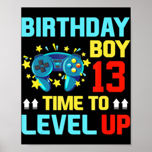 Poster Anniversaire Garçon 13 13 Ans Jeux Vidéos Cadeaux 