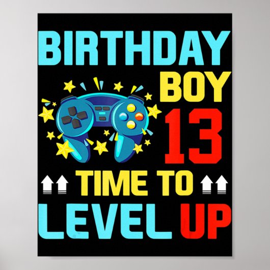 Poster Anniversaire Garçon 13 13 Ans Jeux Vidéos Cadeaux  (Devant)