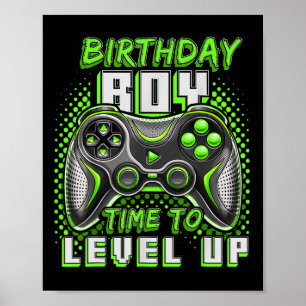 Poster Anniversaire Garçon Temps De Niveau Up Video Jeu A