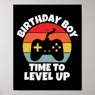 Poster Anniversaire Garçon Temps De Niveau Up Video Jeu A