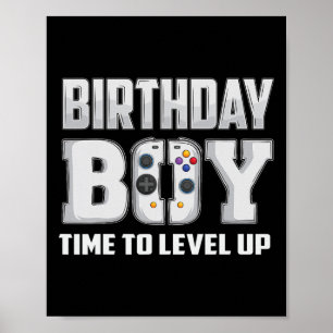 Poster Anniversaire Garçon Temps De Niveau Up Video Jeu A