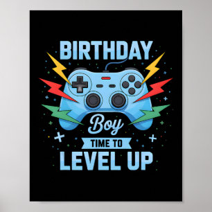 Poster Anniversaire Garçon Temps De Niveau Up Video Jeu A