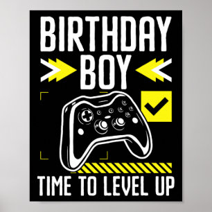 Poster Anniversaire Garçon Temps De Niveau Up Vidéo Jeu C