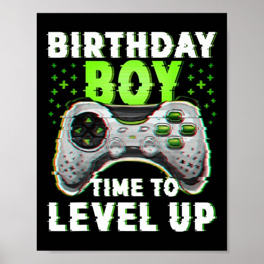 Poster Anniversaire Garçon Temps Pour Augmenter Jeux Vidé (Devant)